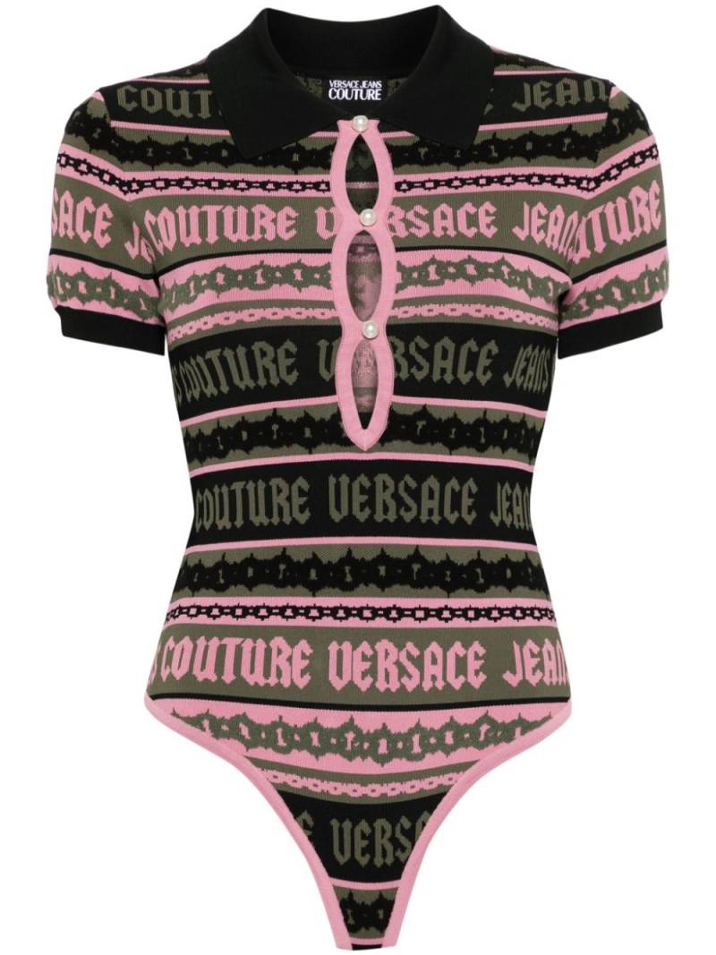 Versace Jeans Couture striped jacquard bodysuit - Black von Versace Jeans Couture