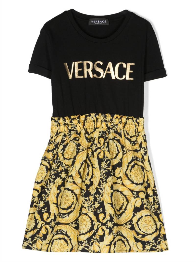 Versace Kids Barocco Kids-print T-Shirt dress - Black von Versace Kids