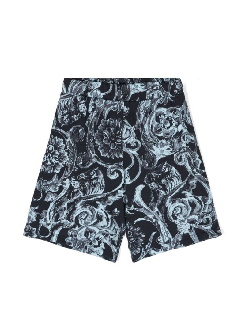 Versace Kids Barocco Stencil cotton shorts - Blue von Versace Kids