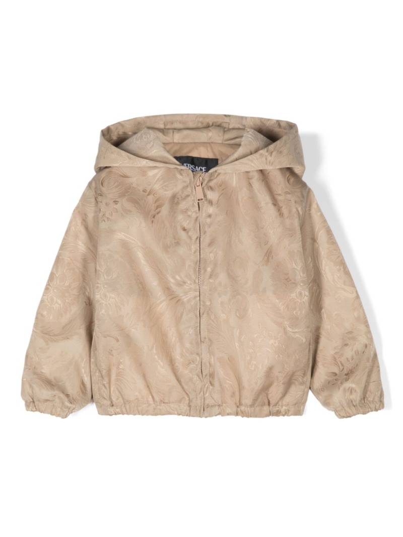 Versace Kids Barocco-jacquard hooded jacket - Neutrals von Versace Kids