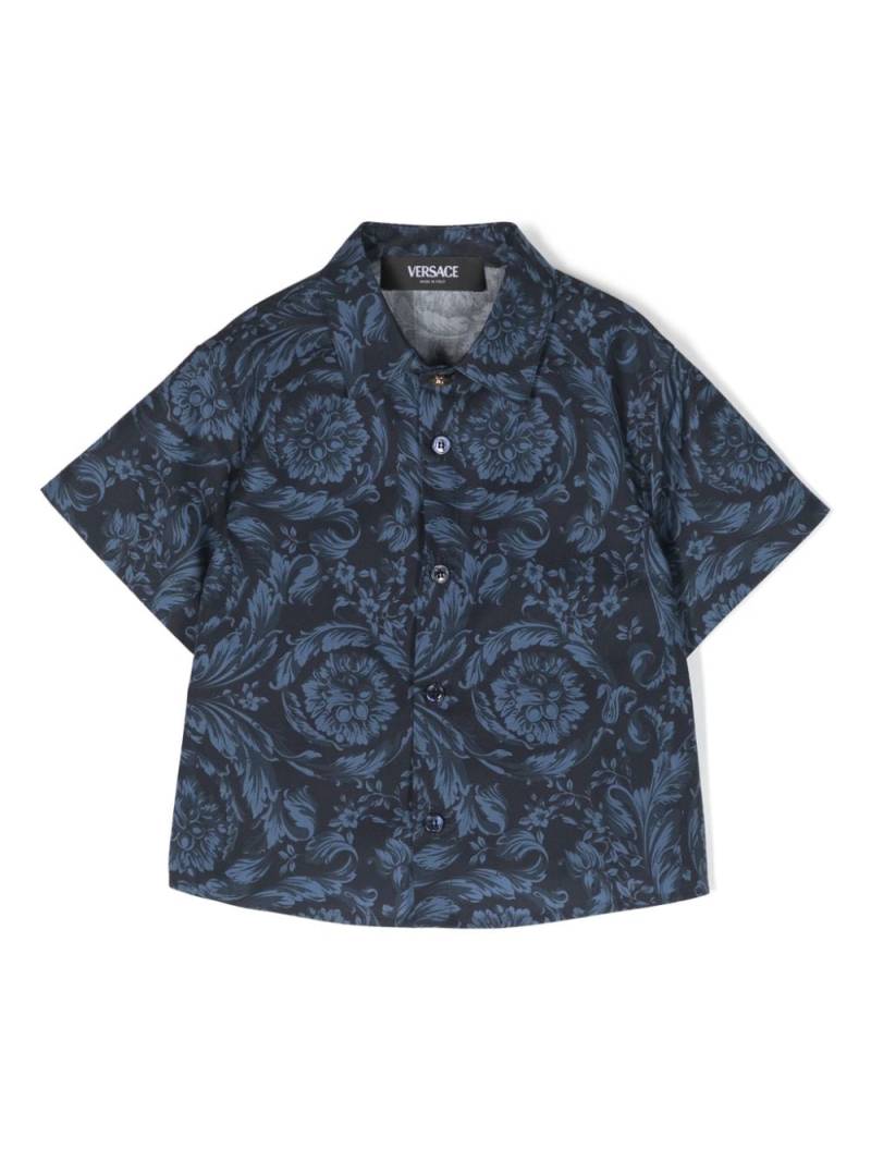 Versace Kids Barocco-print cotton shirt - Blue von Versace Kids