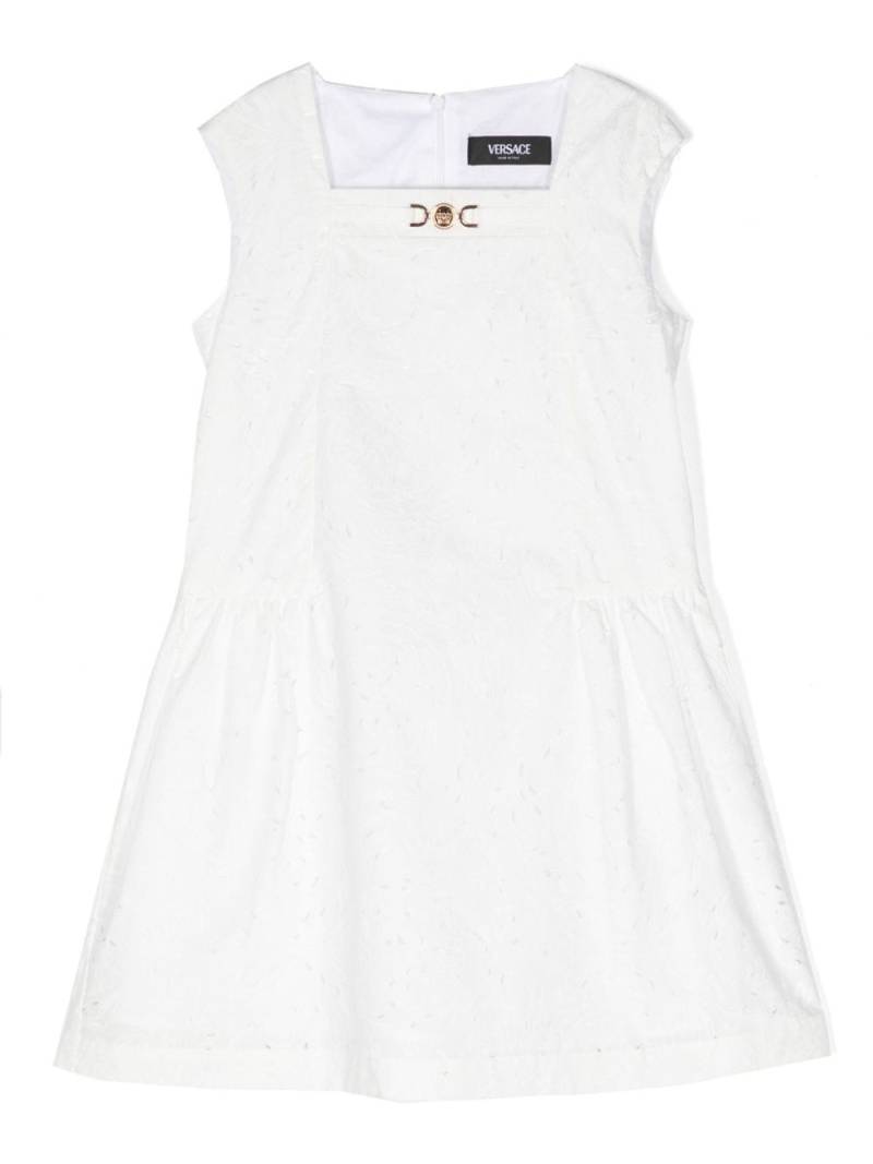 Versace Kids Barocco-print cut-out detailed dress - White von Versace Kids