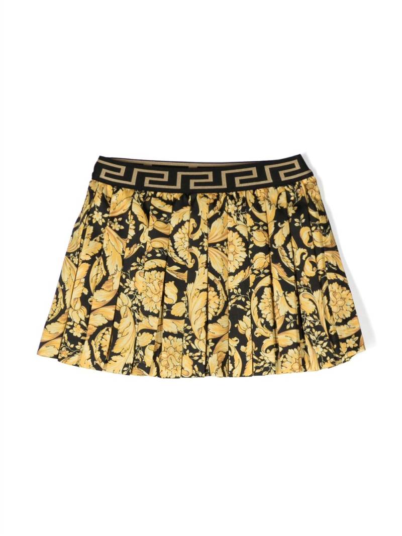 Versace Kids Barocco-print pleated short skirt - Black von Versace Kids