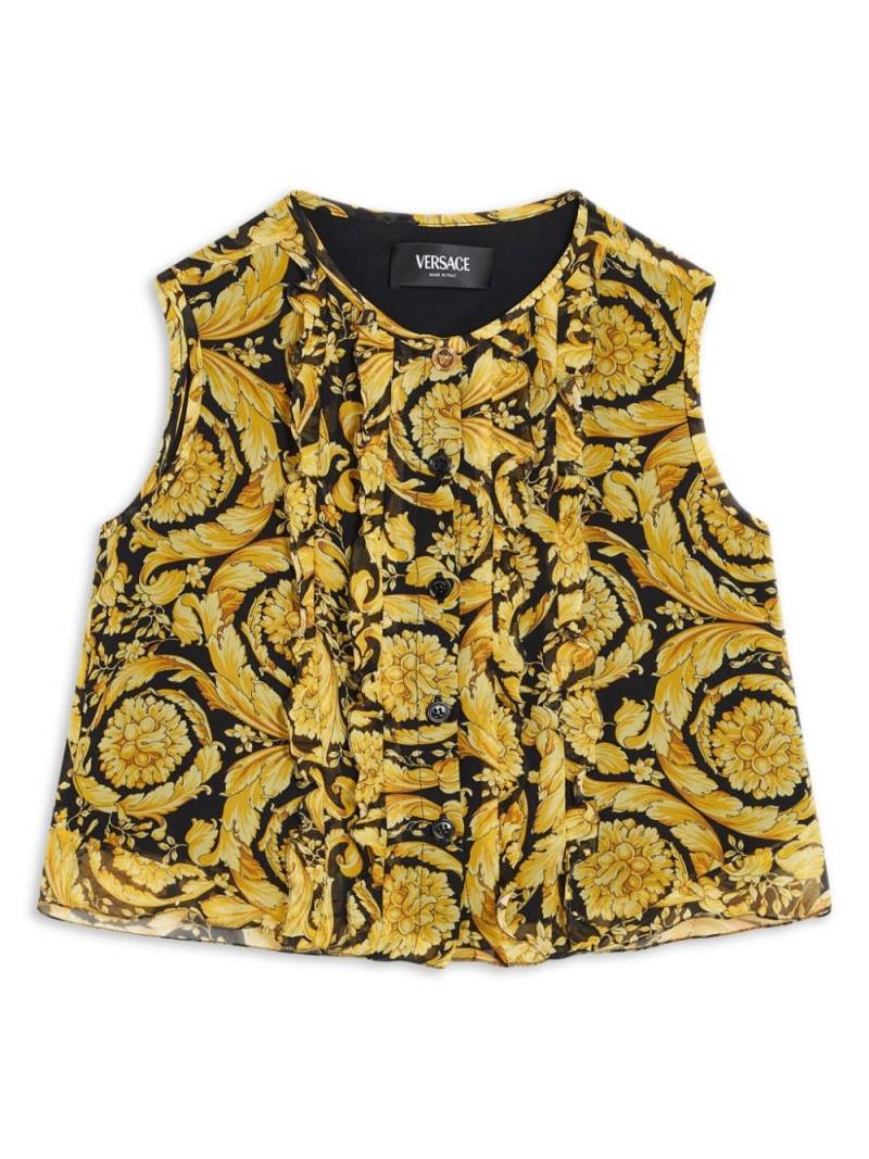 Versace Kids Barocco-print silk sleeveless shirt - Black von Versace Kids