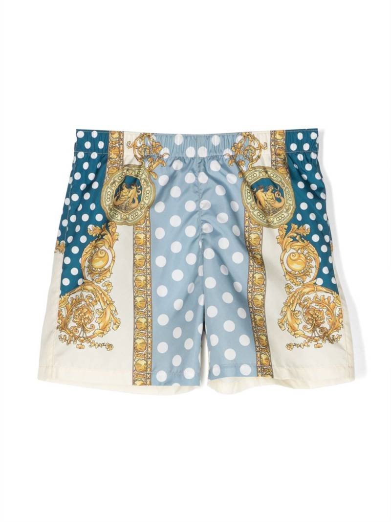 Versace Kids Seashell Baroque swim shorts - Blue von Versace Kids