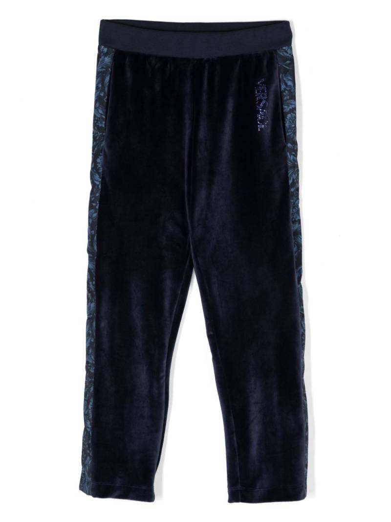 Versace Kids Barocco-print velvet trousers - Blue von Versace Kids