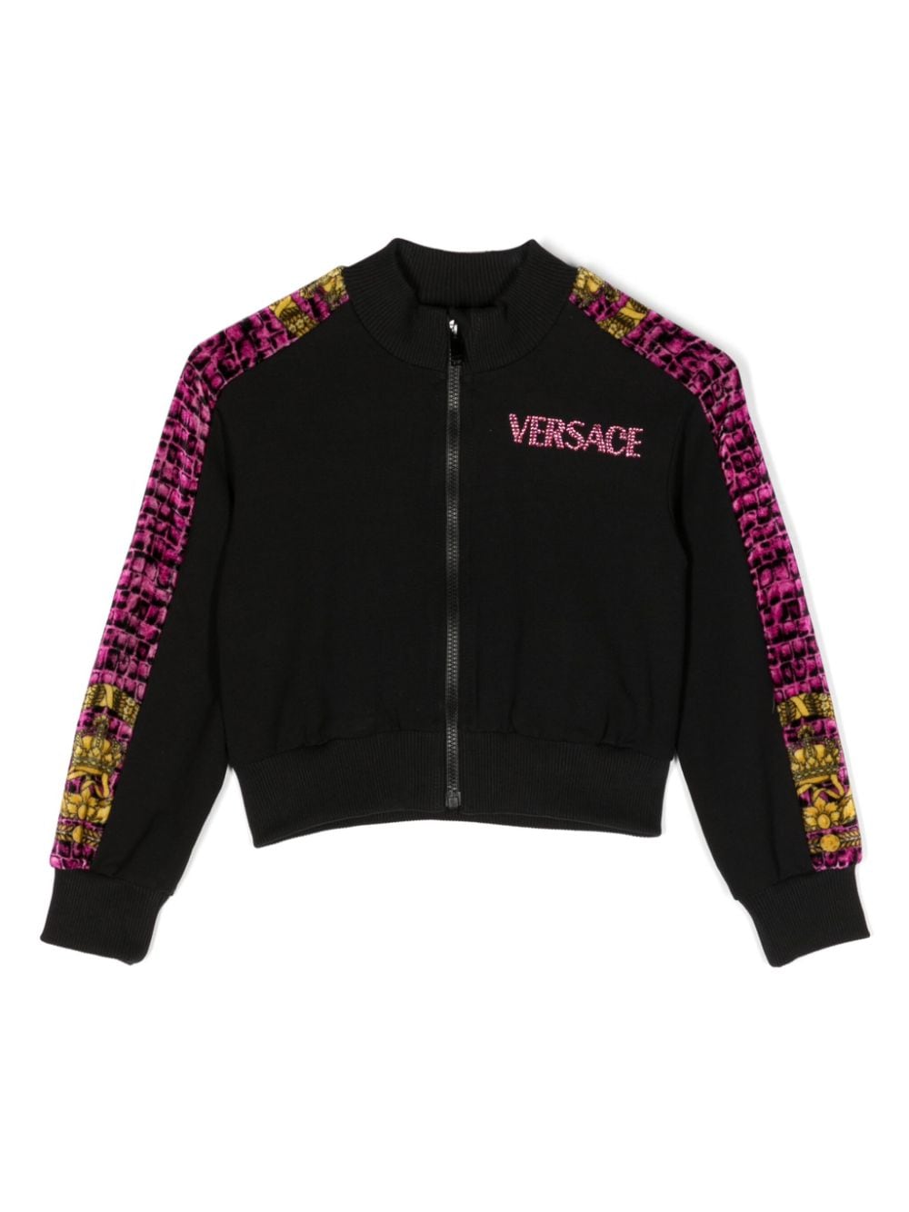 Versace Kids Baroccodile-print logo-embellished cardigan - Black von Versace Kids