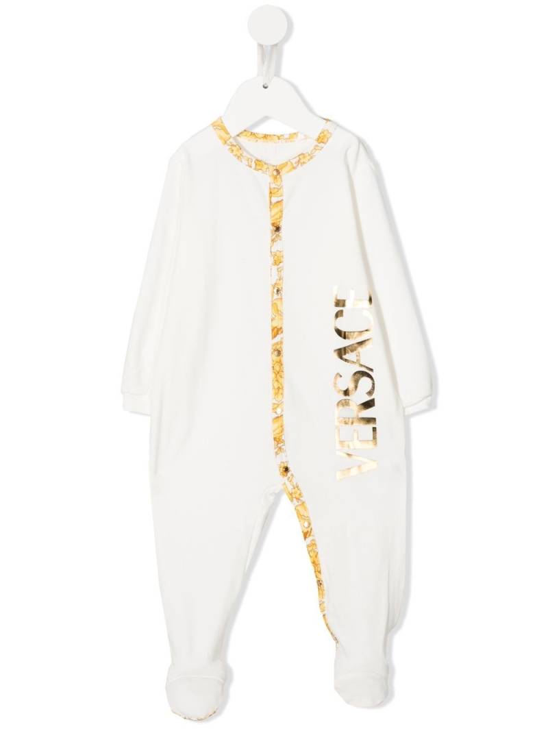 Versace Kids Baroque logo-print babygrow - White von Versace Kids