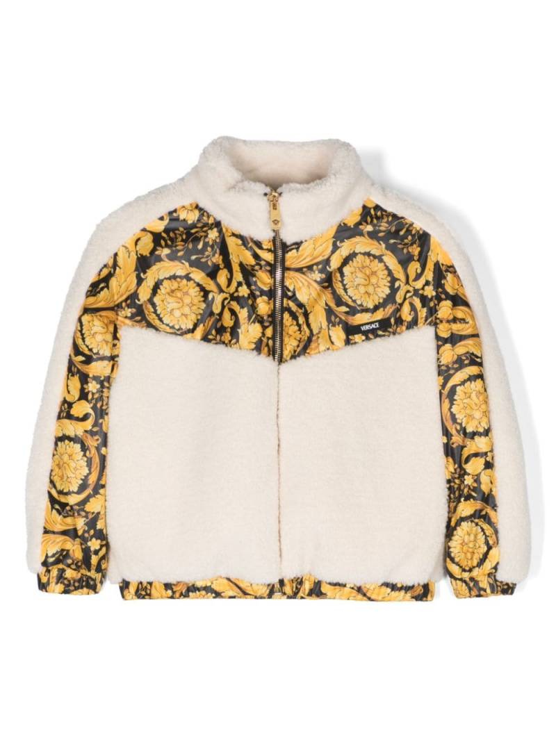 Versace Kids Barrocco-print fleece jacket - Neutrals von Versace Kids