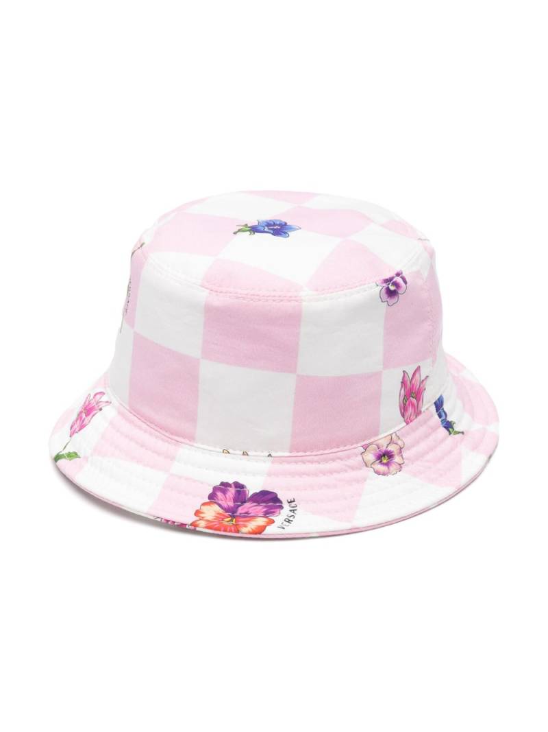 Versace Kids Blossoms check bucket hat - Pink von Versace Kids