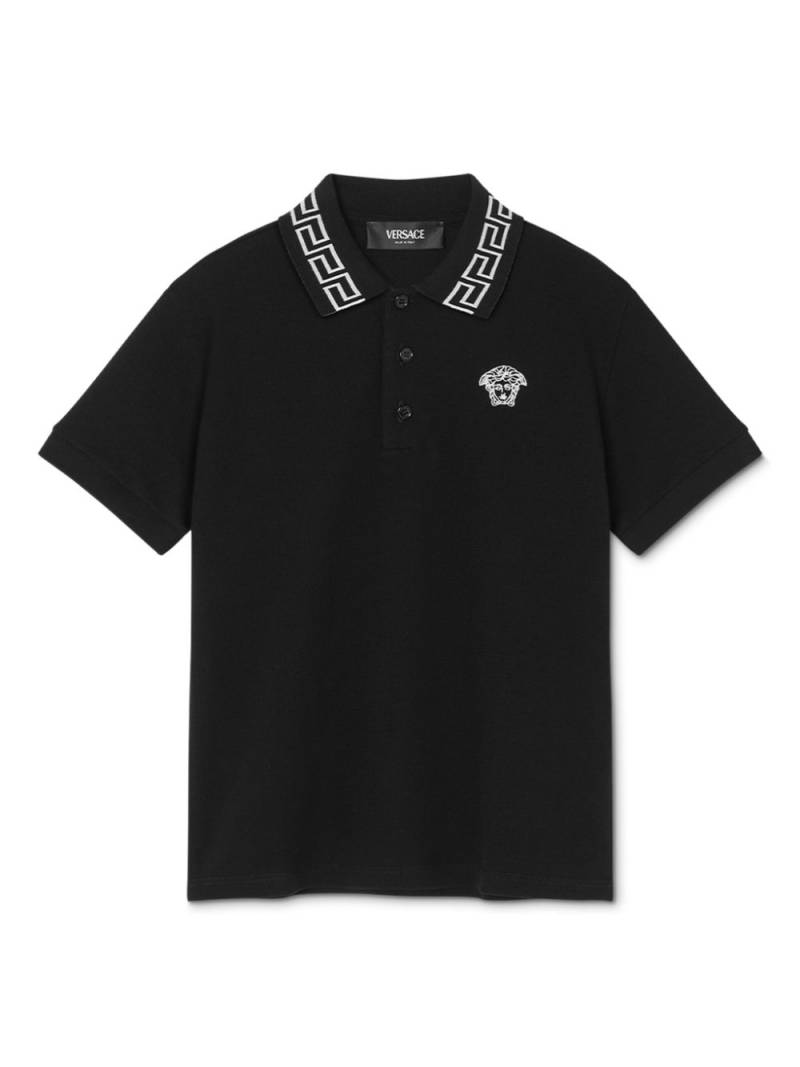 Versace Kids Greca-detail cotton polo shirt - Black von Versace Kids