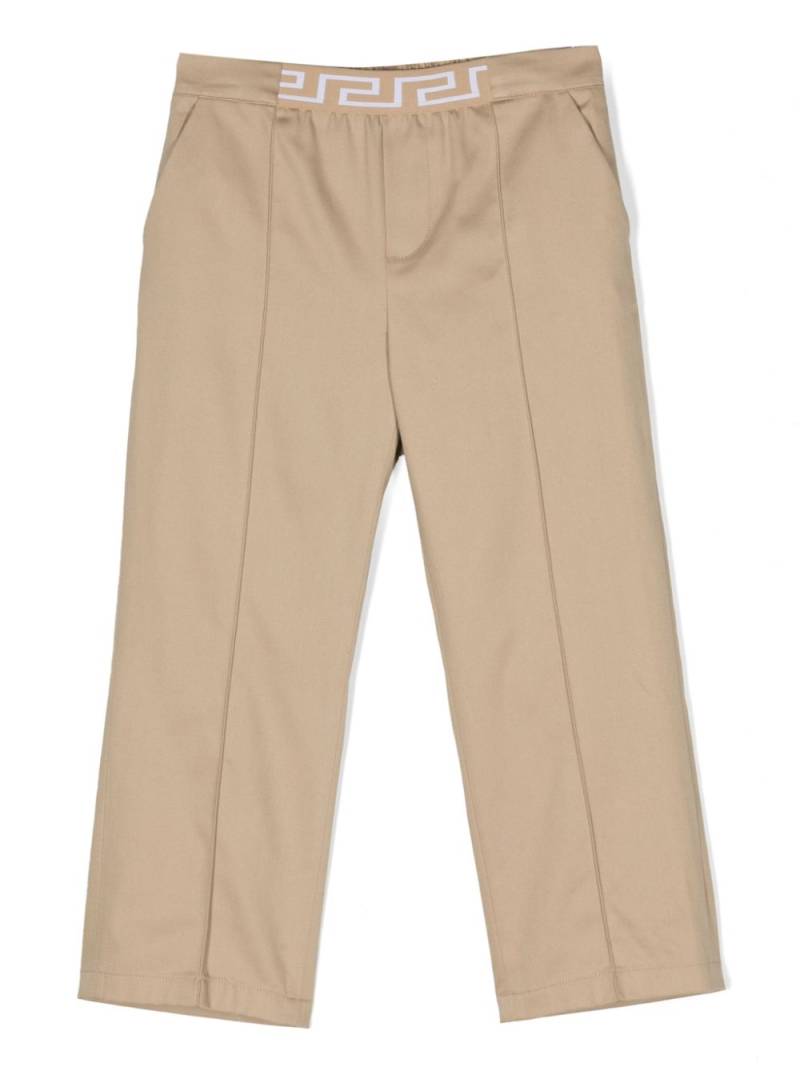 Versace Kids Greca-motif cotton trousers - Neutrals von Versace Kids