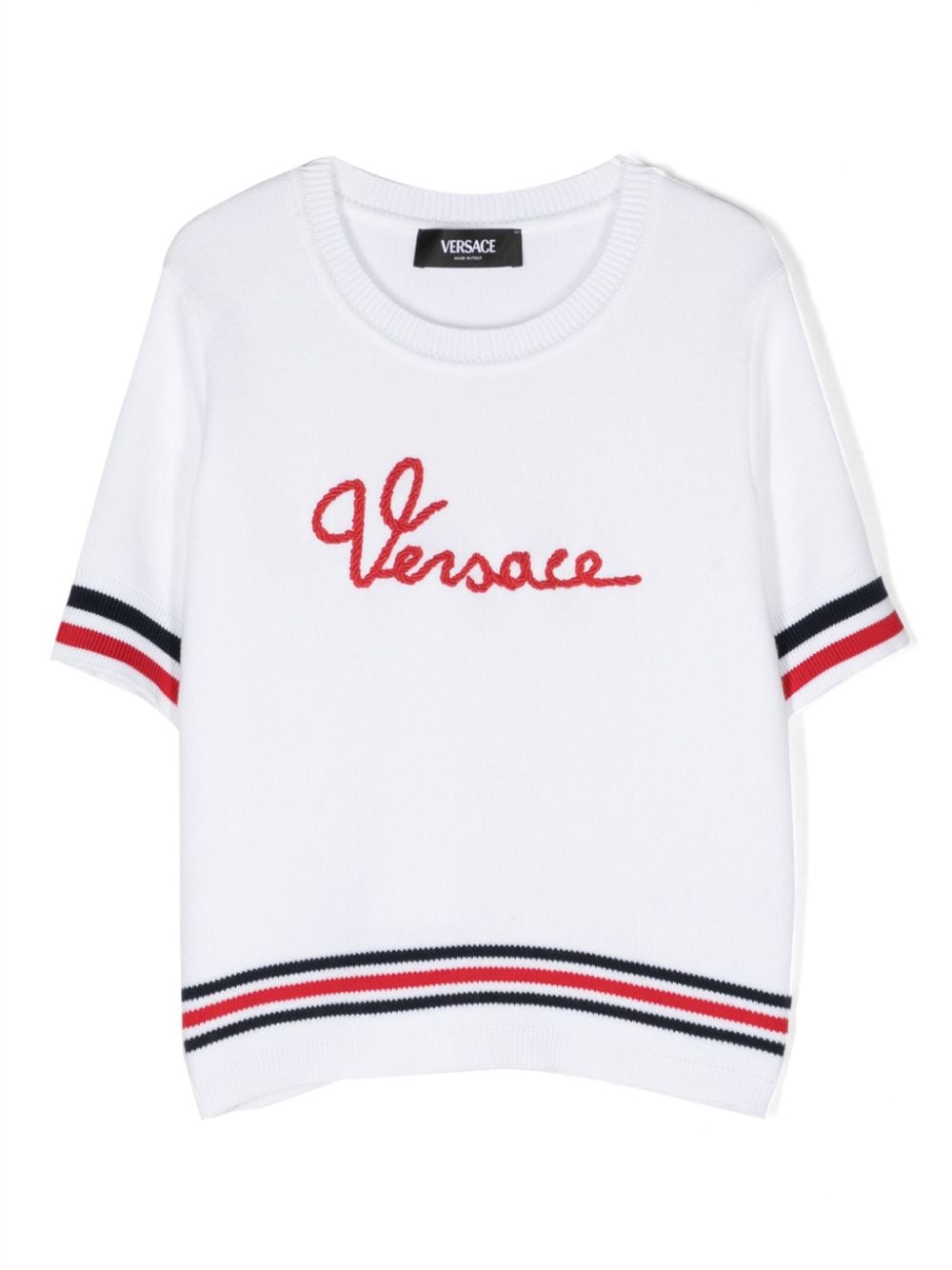 Versace Kids Marine logo-embroidered jumper - White von Versace Kids