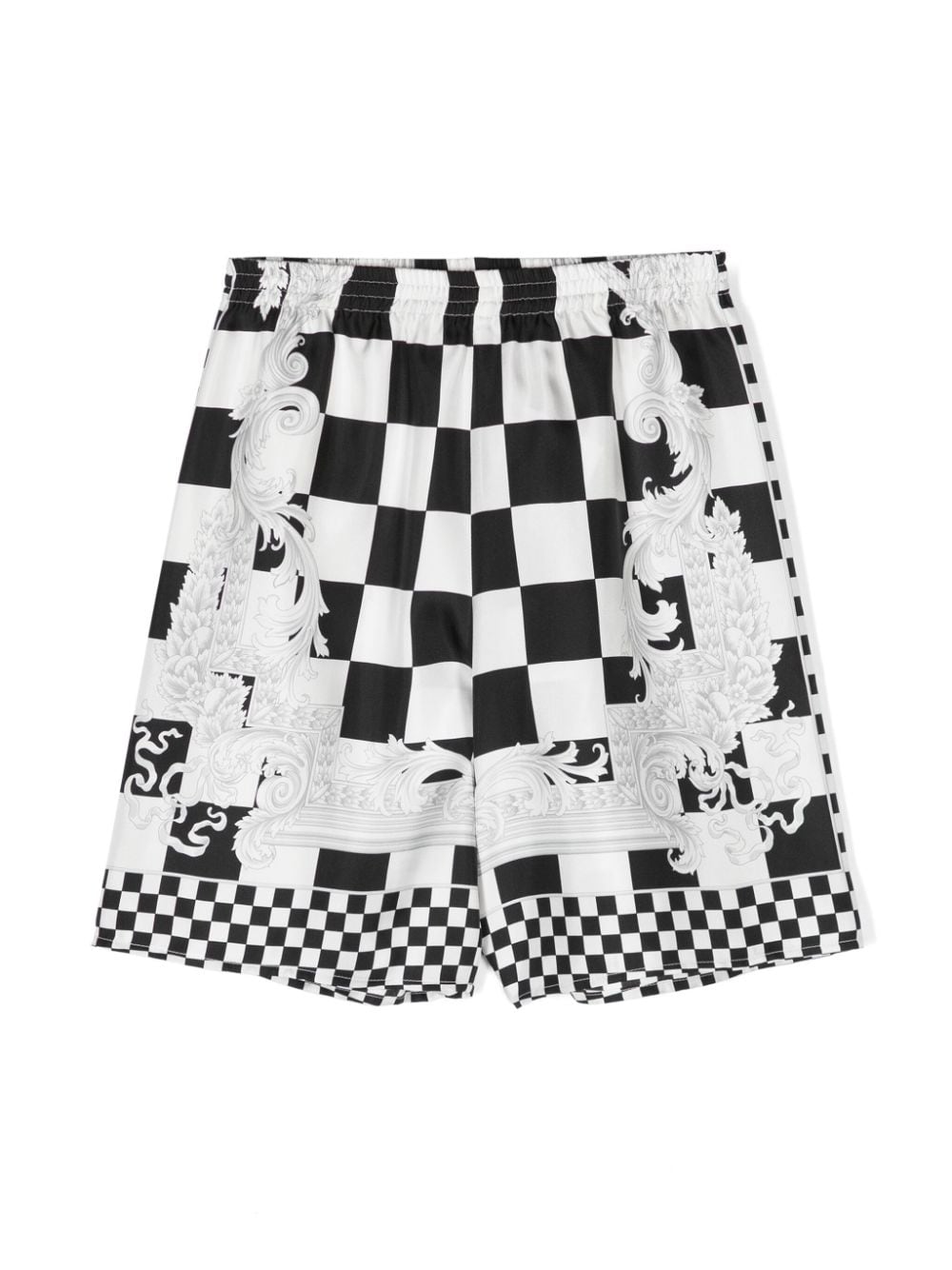 Versace Kids Medusa Contrasto-print silk shorts - Black von Versace Kids