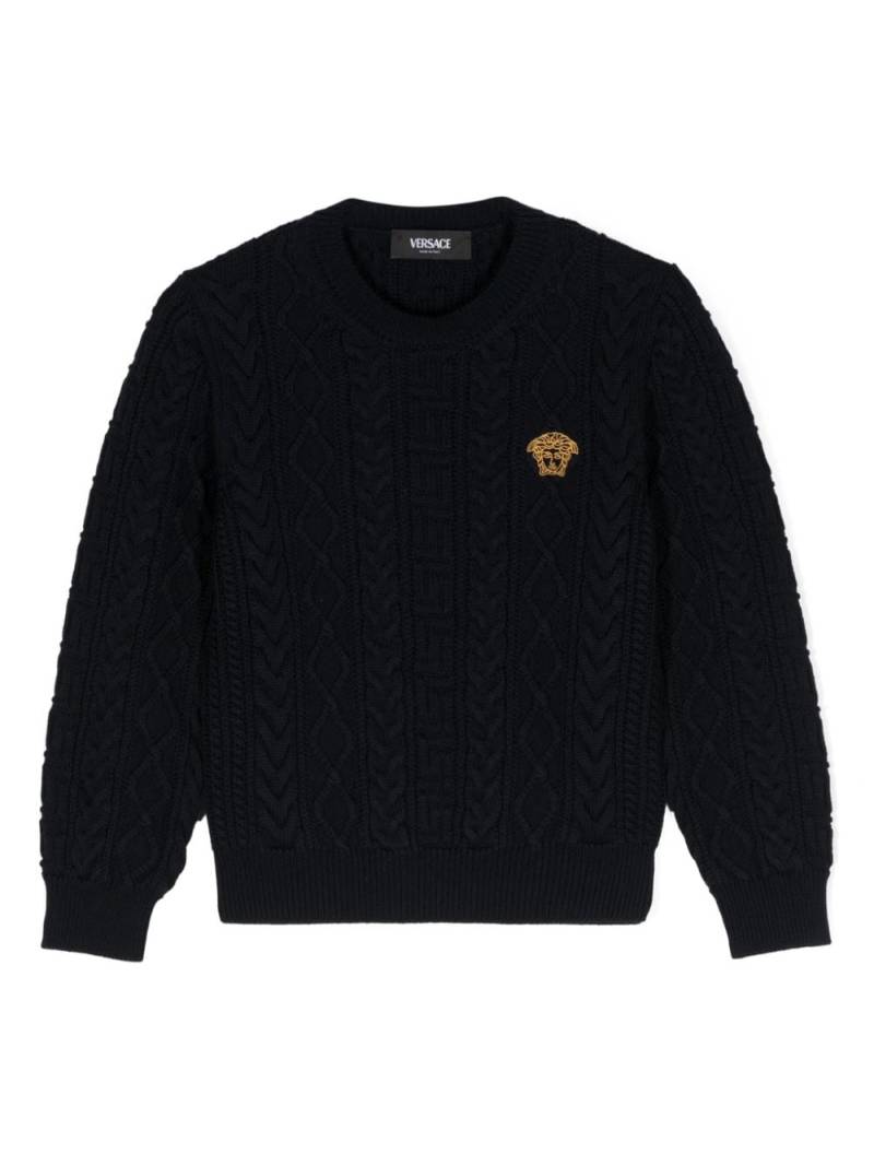 Versace Kids Medusa Head cable-knit jumper - Blue von Versace Kids