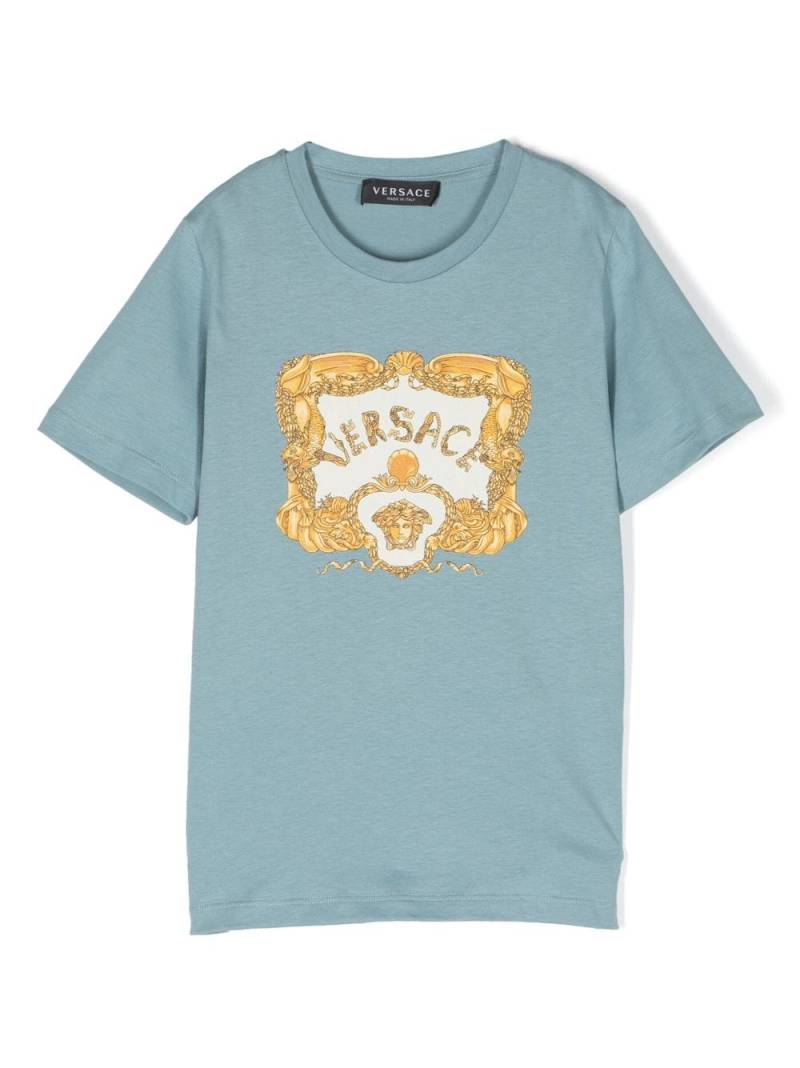 Versace Kids Seashell Baroque cotton T-shirt - Blue von Versace Kids