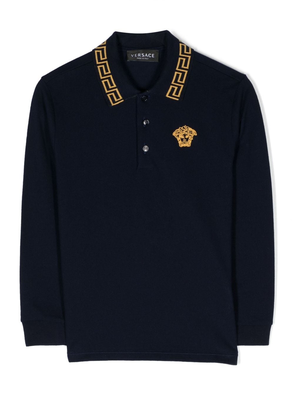 Versace Kids Greca embroidered polo shirt - Blue von Versace Kids