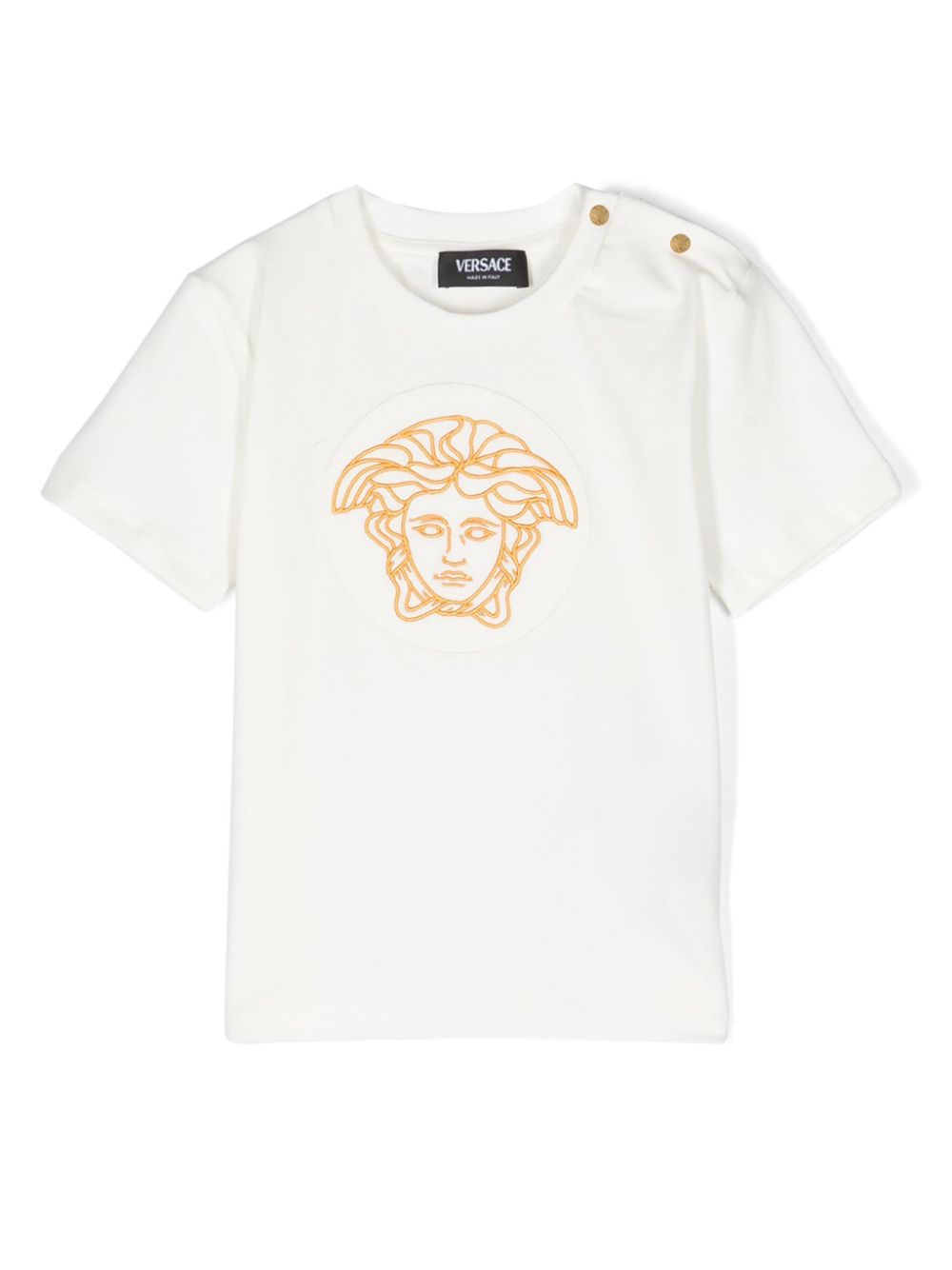 Versace Kids Medusa Head-embroidered cotton T-shirt - White von Versace Kids