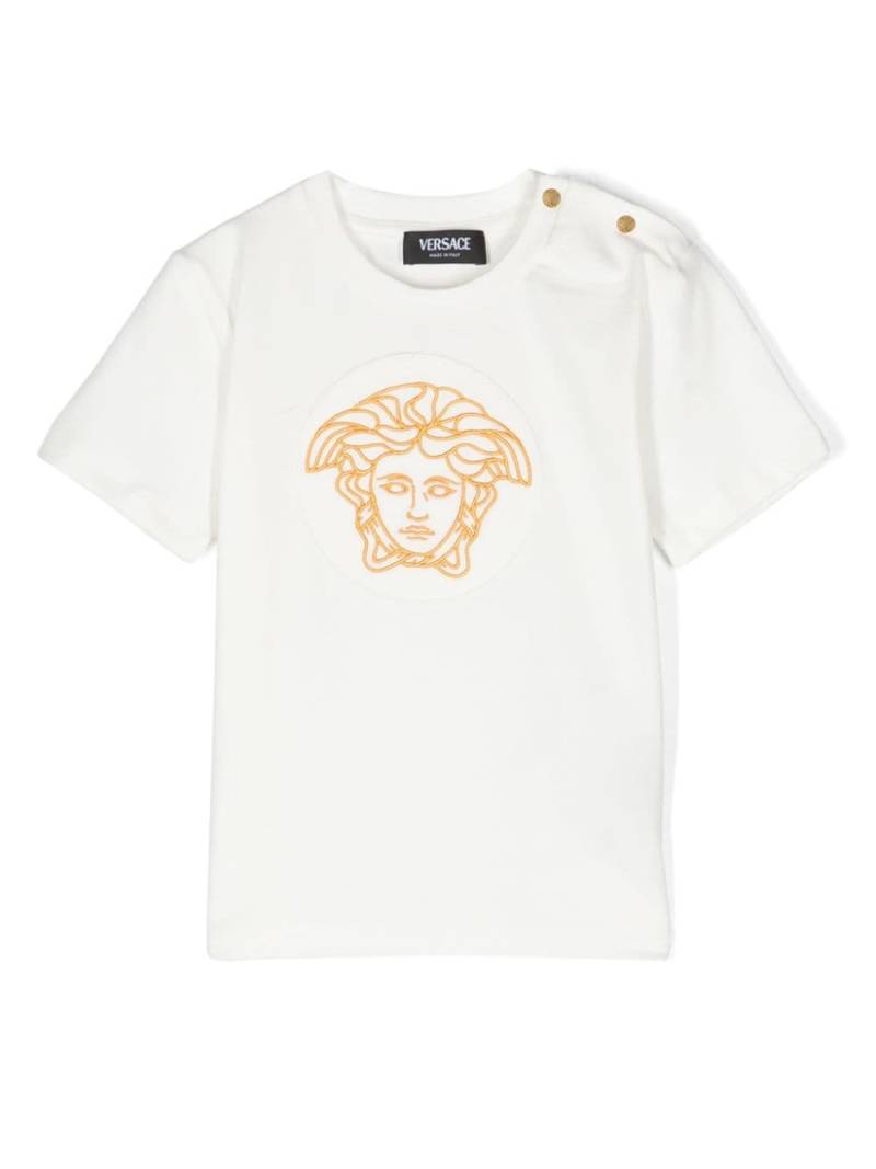 Versace Kids Medusa Head-embroidered cotton T-shirt - White von Versace Kids