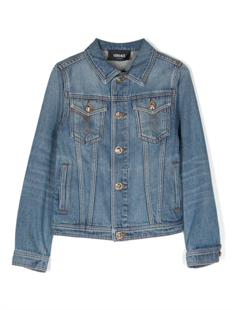 Versace Kids Medusa Head-embroidered denim jacket - Blue von Versace Kids