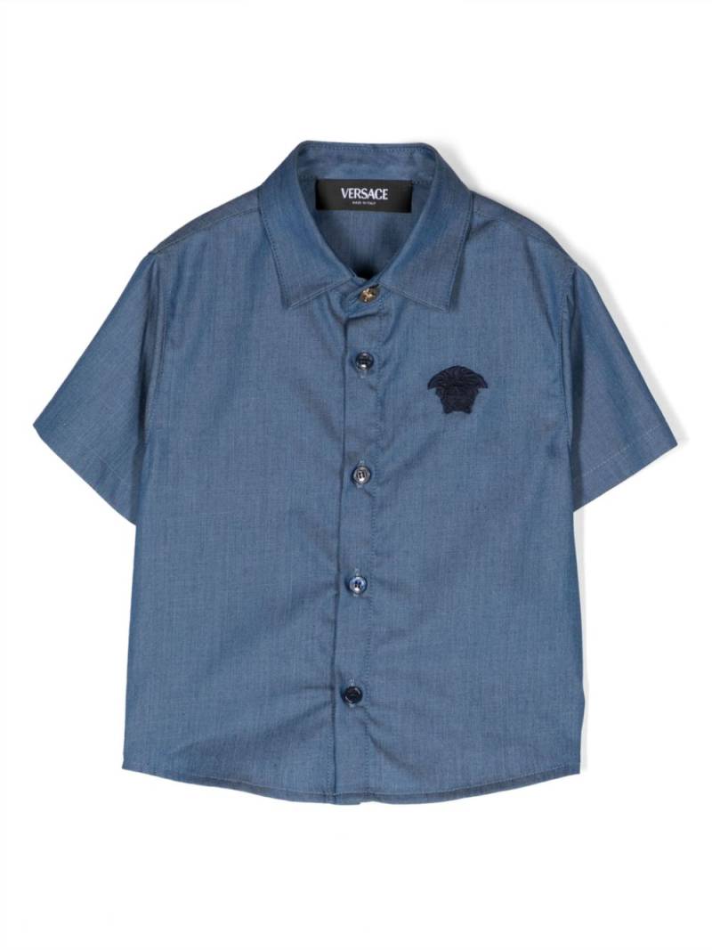 Versace Kids Medusa Head embroidered shirt - Blue von Versace Kids