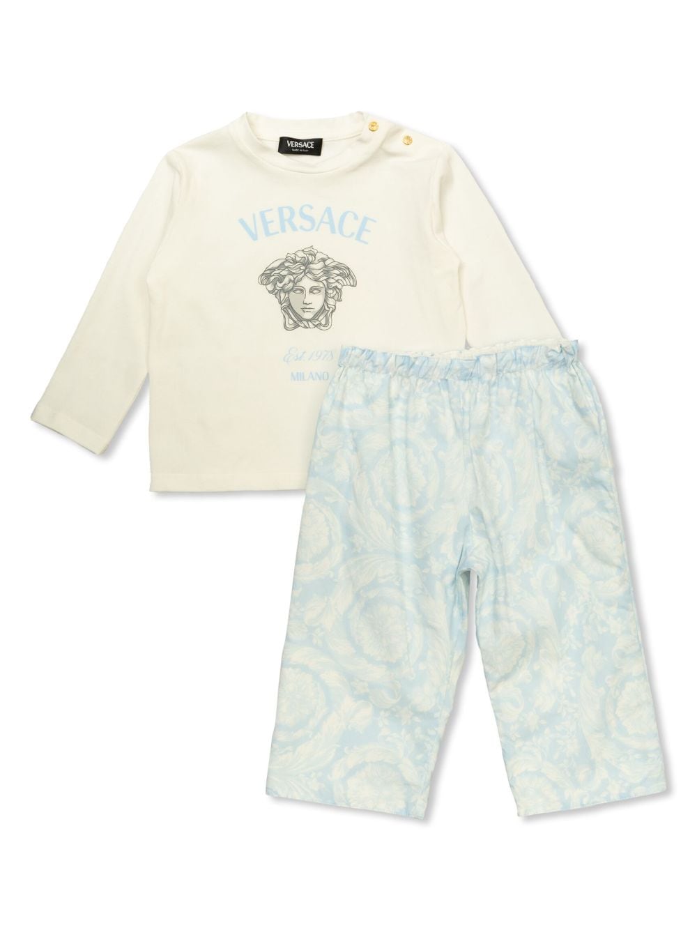 Versace Kids Medusa Head-motif cotton trousers (set of two) - Blue von Versace Kids