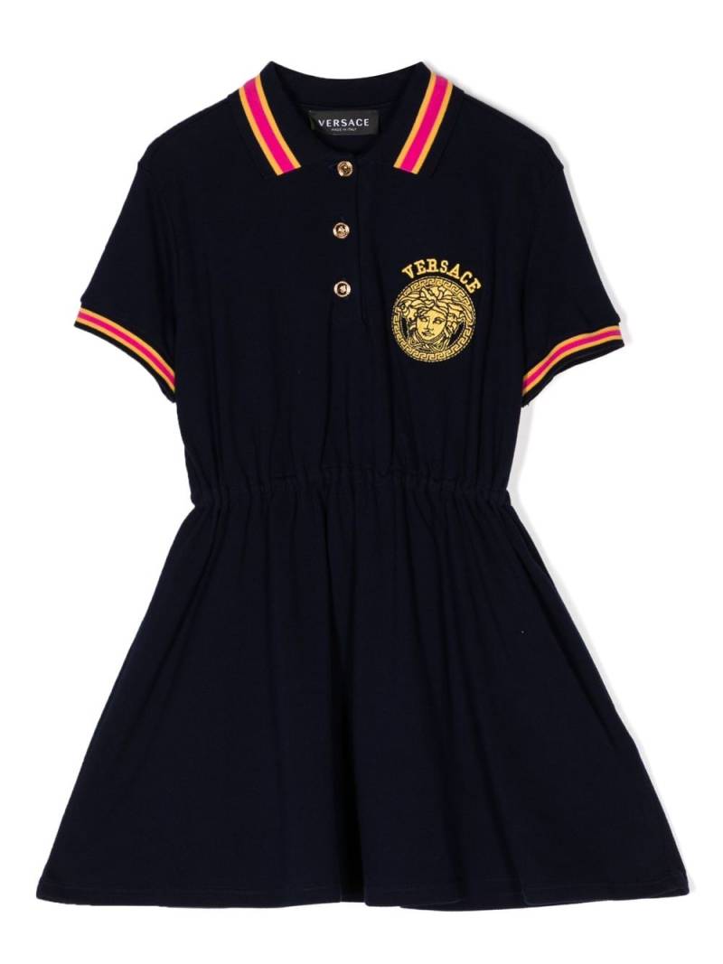 Versace Kids Medusa Head-motif logo-embroidered dress - Blue von Versace Kids