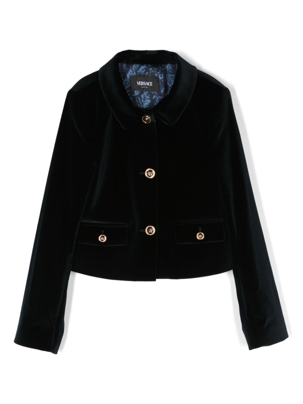 Versace Kids Medusa buttoned velvet jacket - Blue von Versace Kids