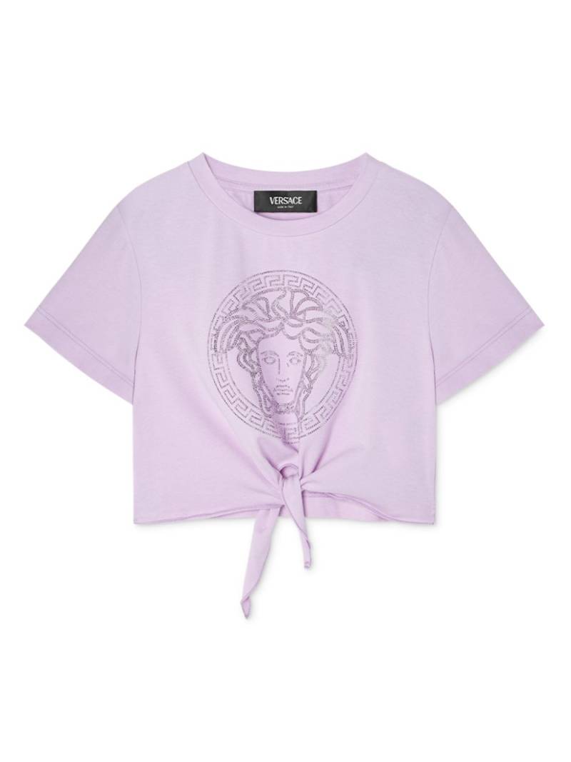 Versace Kids Medusa crystal-embellished knotted T-Shirt - Purple von Versace Kids