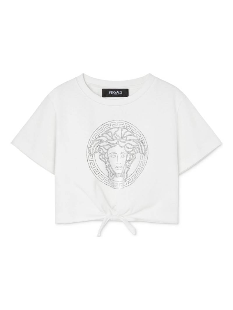 Versace Kids Medusa crystal-embellished knotted T-shirt - White von Versace Kids