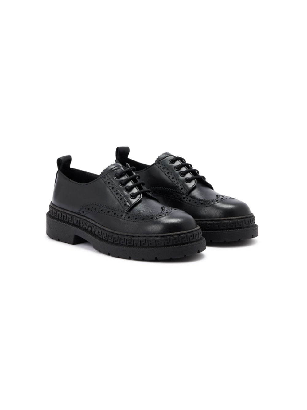 Versace Kids Medusa leather shoes - Black von Versace Kids