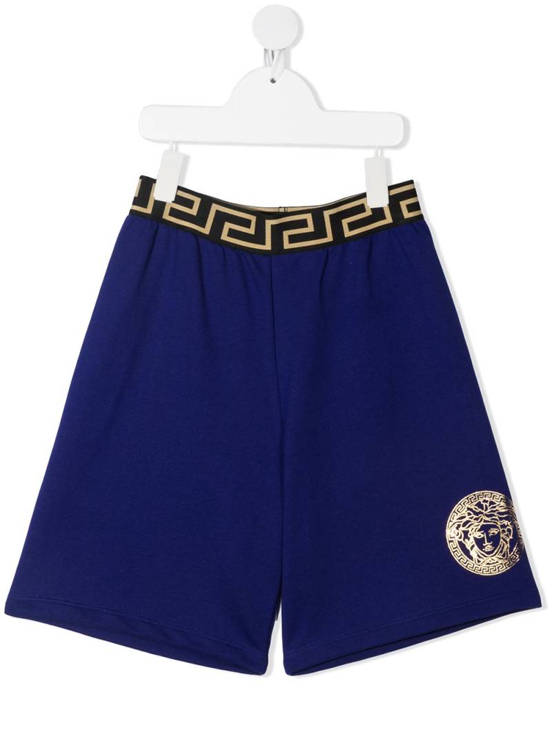 Versace Kids Medusa logo cotton shorts - Blue von Versace Kids