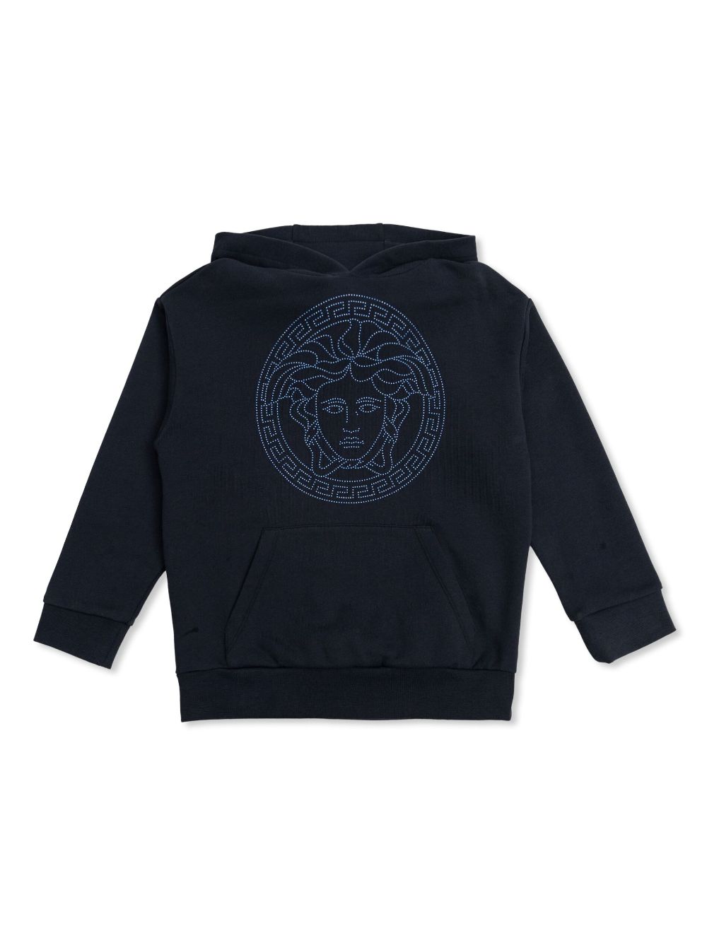 Versace Kids Medusa rhinestone-embellished cotton hoodie - Blue von Versace Kids