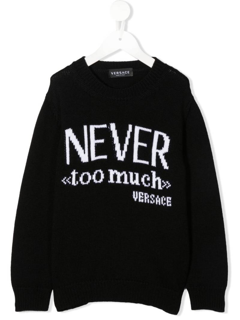 Versace Kids Never Too Much knit jumper - Black von Versace Kids