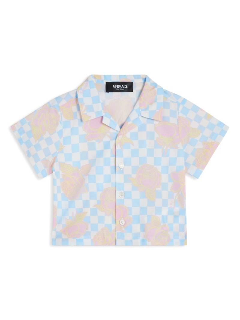 Versace Kids Rose Contrasto cotton shirt - Blue von Versace Kids