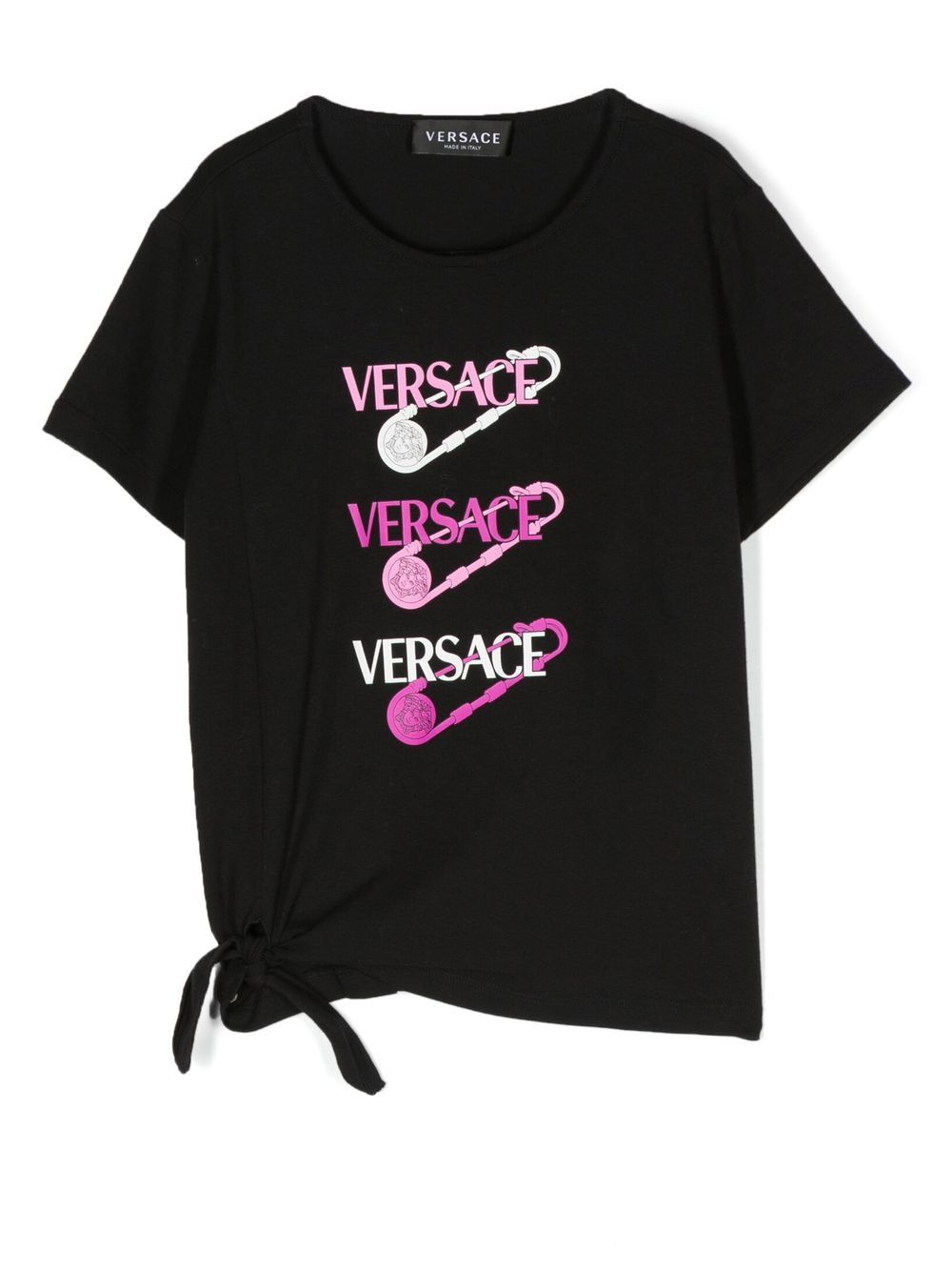 Versace Kids Safety Pin-logo cotton T-shirt - Black von Versace Kids