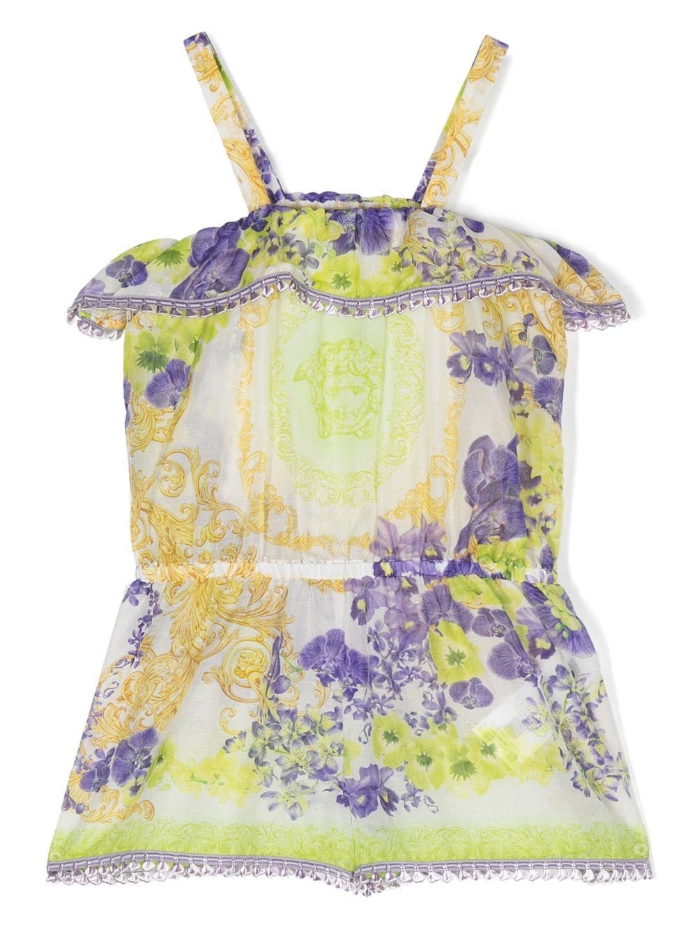 Versace Kids all-over floral-print playsuit - White von Versace Kids