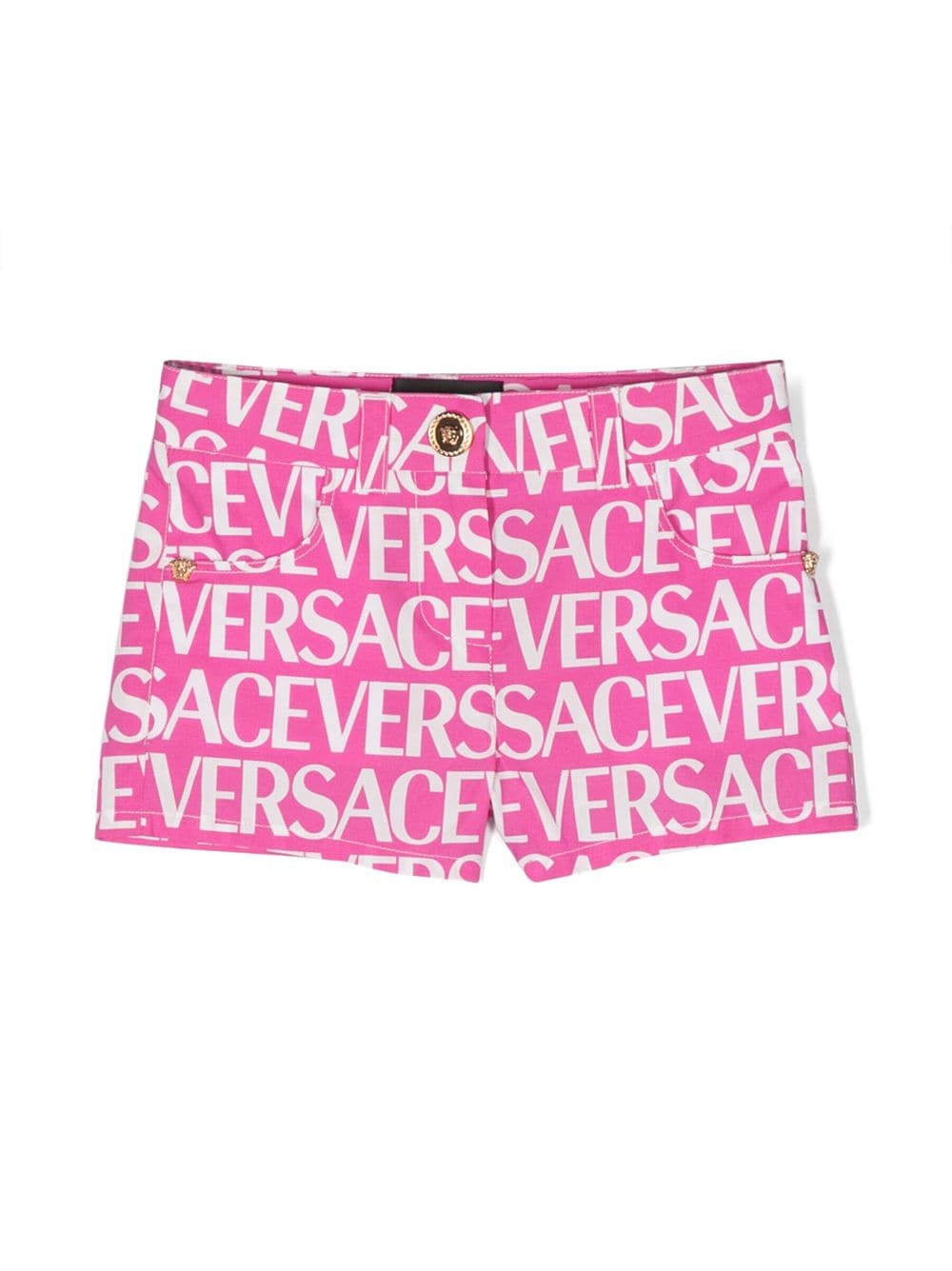 Versace Kids all-over logo-print shorts - Pink von Versace Kids