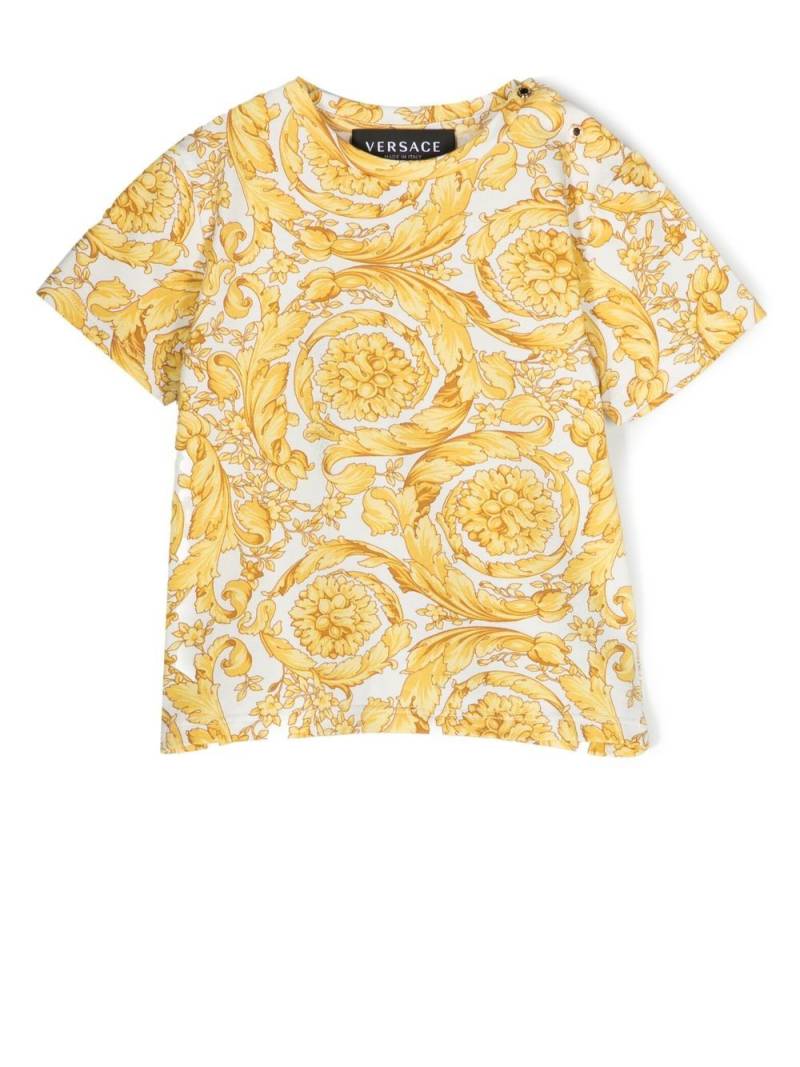 Versace Kids baroque-pattern print T-shirt - Yellow von Versace Kids