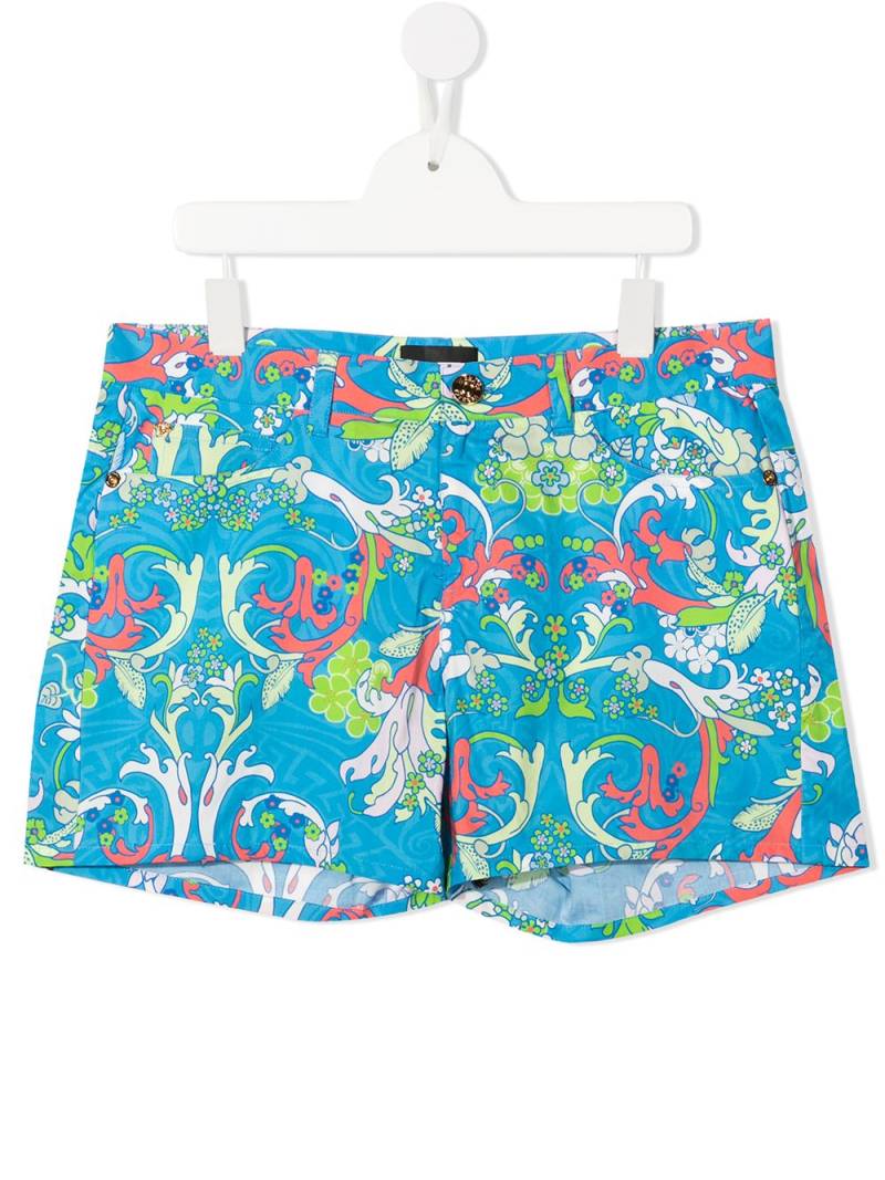 Versace Kids baroque-pattern print shorts - Blue von Versace Kids