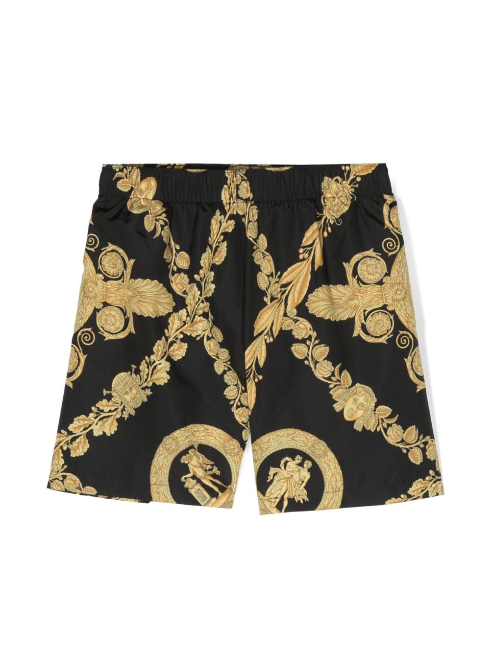 Versace Kids baroque-pattern print swim shorts - Black von Versace Kids