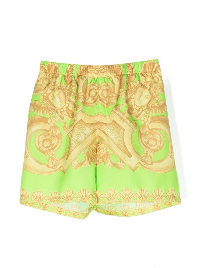 Versace Kids baroque-pattern print swim shorts - Green von Versace Kids