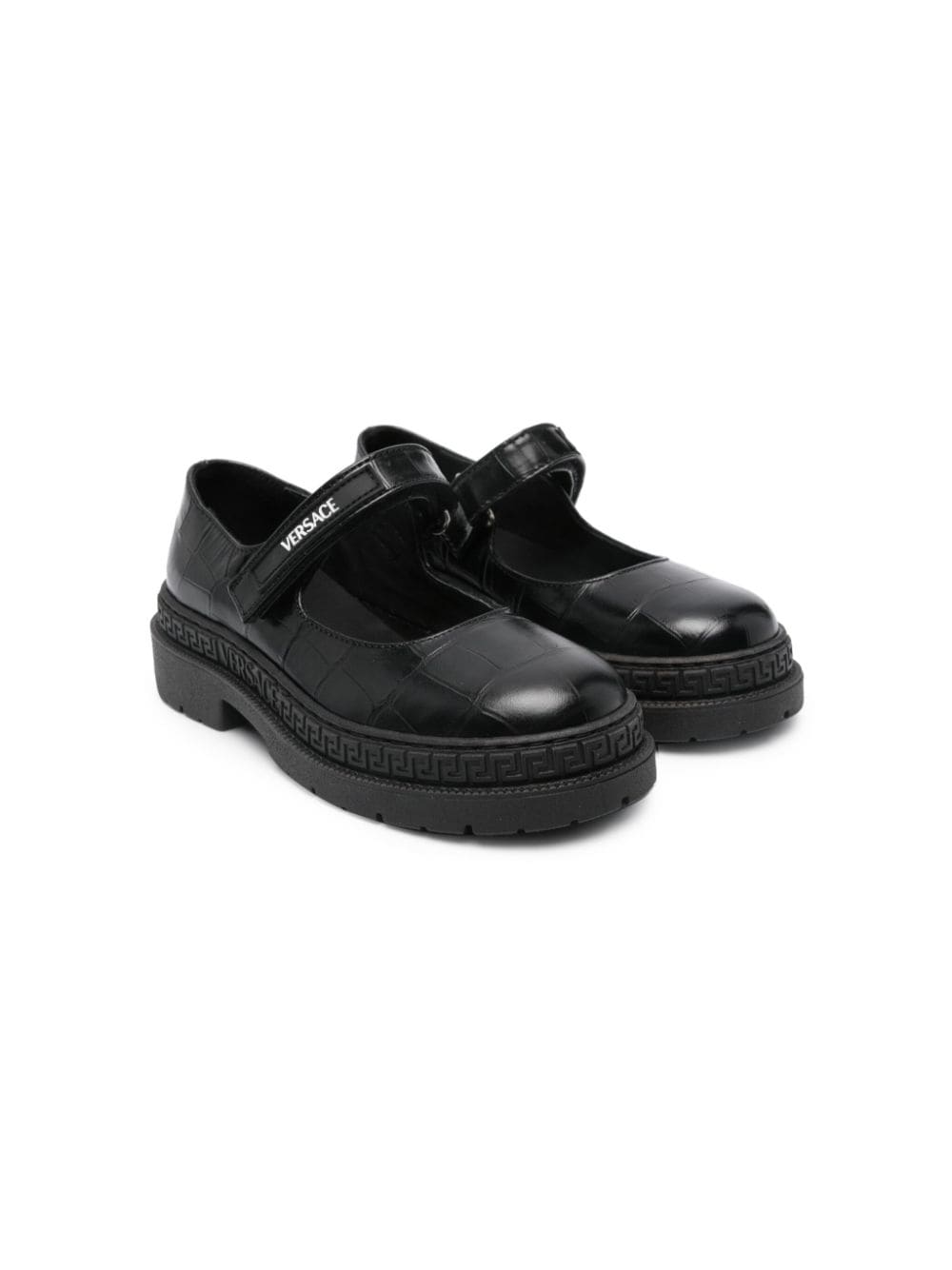 Versace Kids crocodile-effect leather ballerinas - Black von Versace Kids