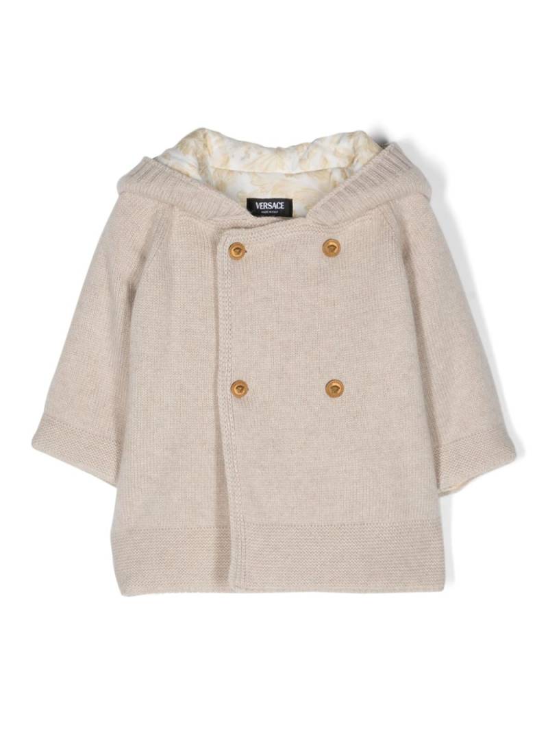 Versace Kids double-breasted hooded jacket - Neutrals von Versace Kids