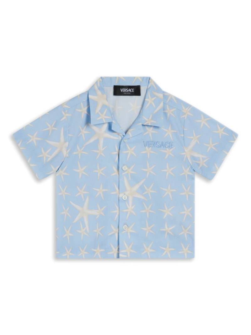 Versace Kids embroidered-logo cotton shirt - Blue von Versace Kids