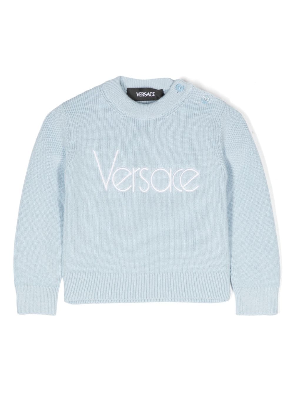 Versace Kids embroidered-logo knitted jumper - Blue von Versace Kids