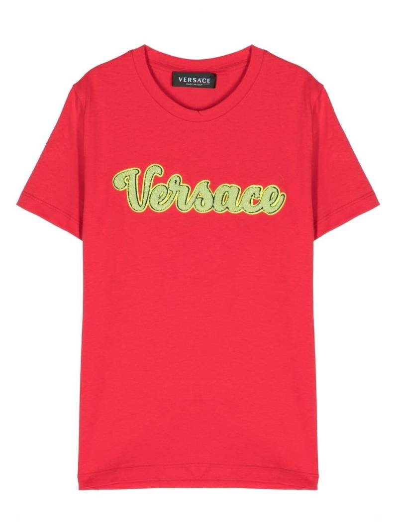 Versace Kids flocked-logo cotton T-shirt - Red von Versace Kids