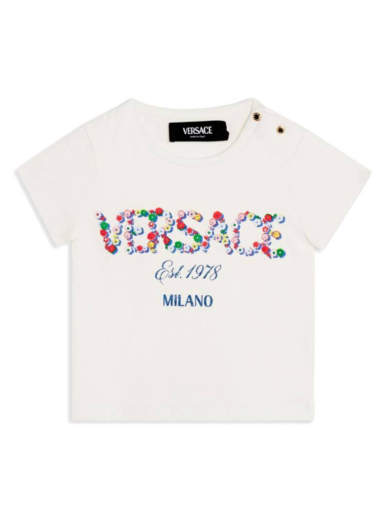 Versace Kids floral logo cotton t-shirt - White von Versace Kids