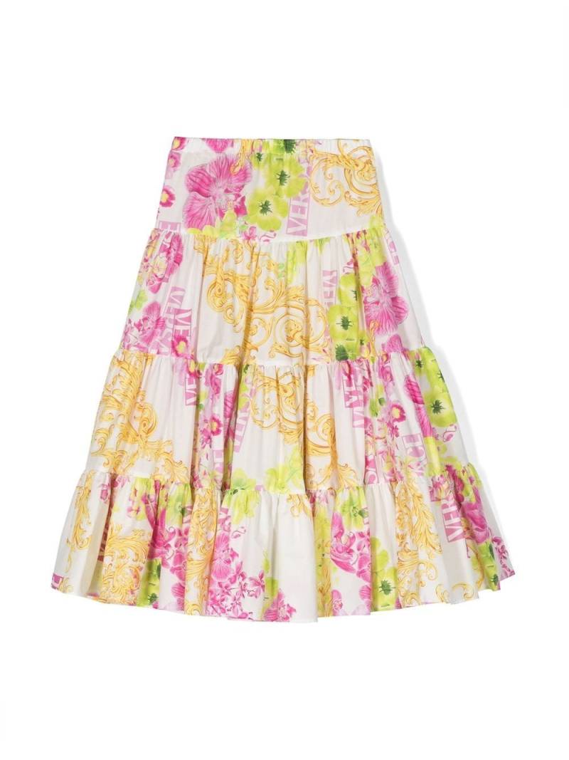 Versace Kids floral-print pleated skirt - White von Versace Kids