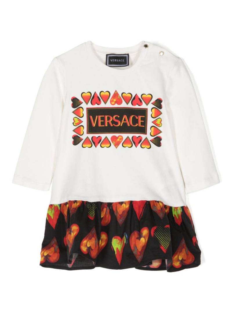 Versace Kids heart-print panelled dress - White von Versace Kids